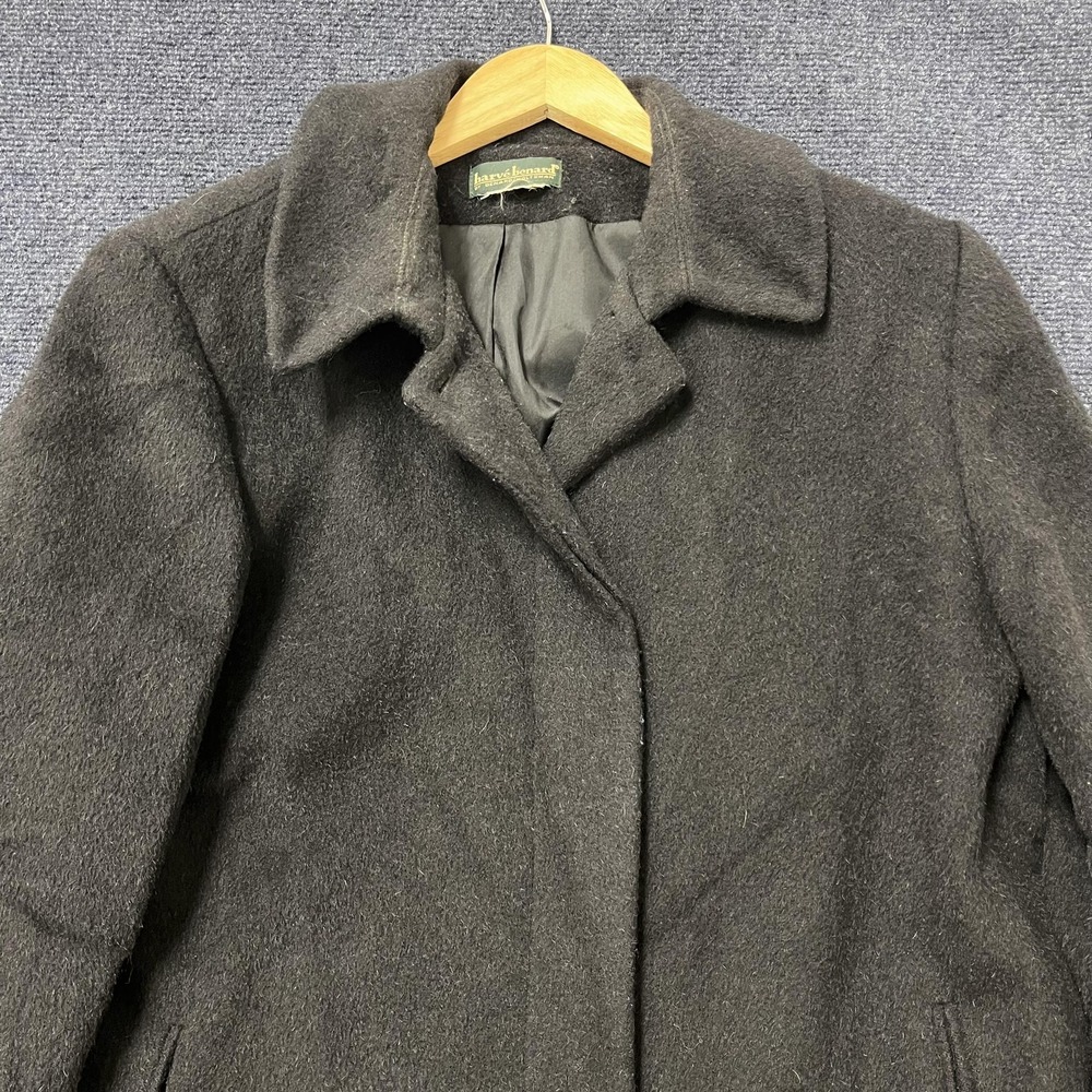 Harvé Benard Coat Womens XL Gray Wool Single Breasted Lined Mid Length Classic
